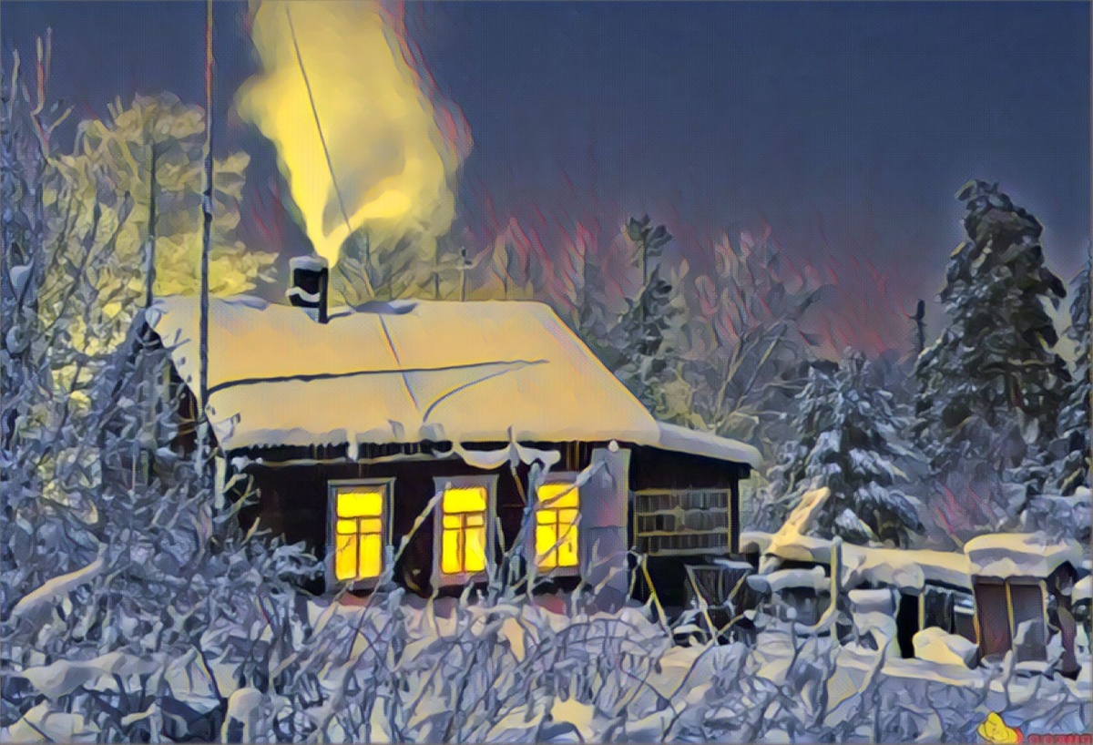 Тёплый свет одинокого домика