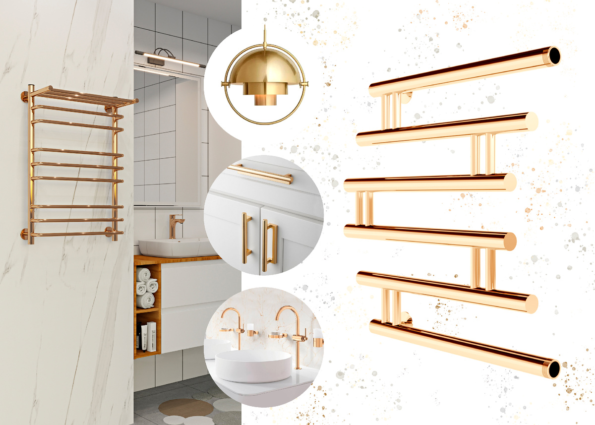 Полотенцесушитель фокстрот zip ТМ Indigo в золотом цвете