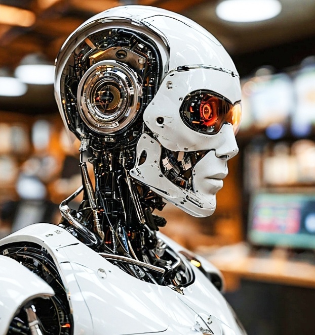 Робот андроид перед выполнением задач