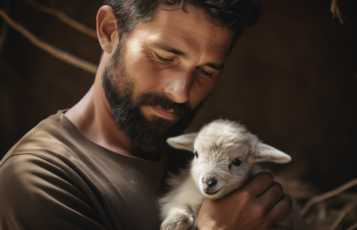 Мужчина с ягнёнком. Источник: freepik.com