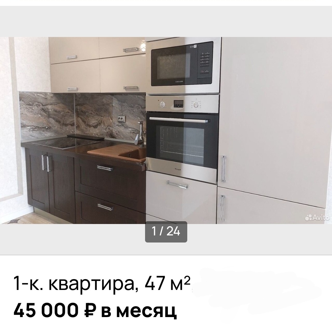 Вот так выглядело объявление на Авито. Сначала было фото спальни, потом поставила главным фото кухню