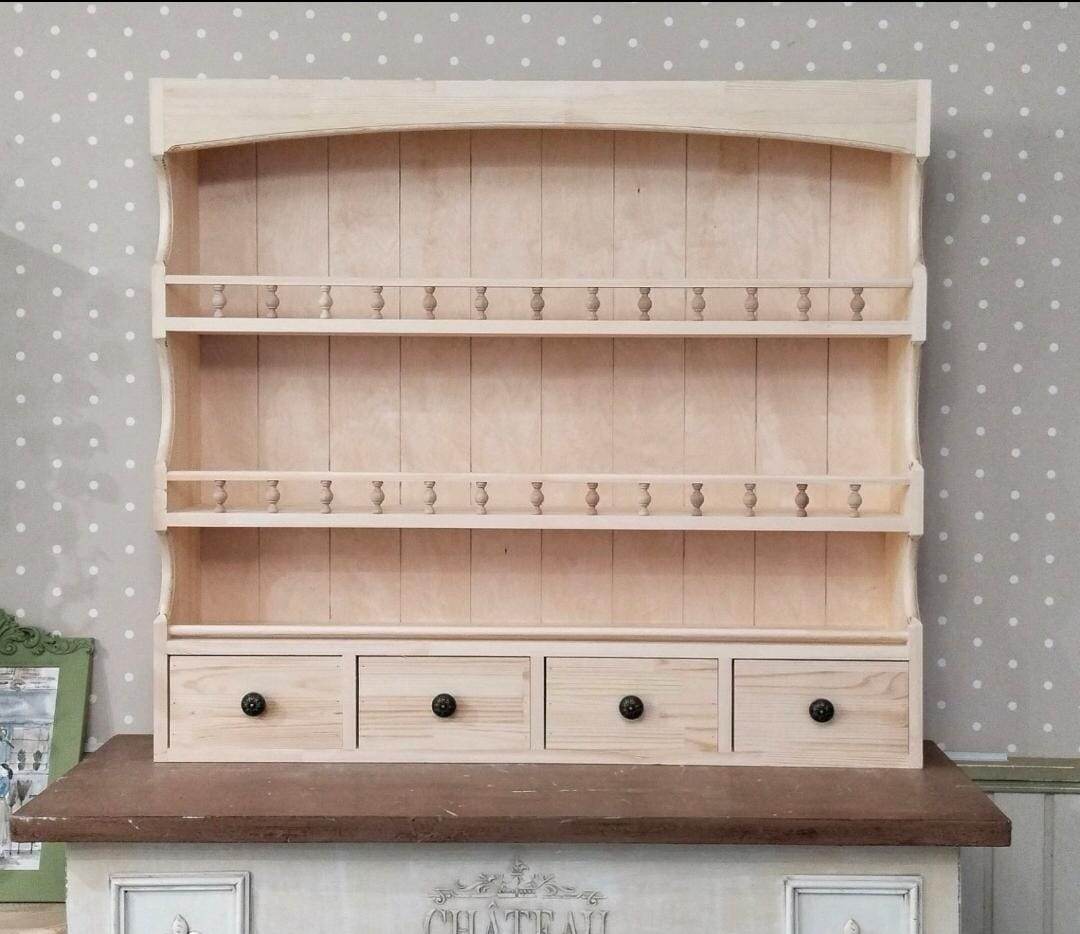 Полка большая с ящиками без окрашивания  © https://www.livemaster.ru/item/50584014-dlya-doma-i-interera-polka-bolshaya-s-yaschikami-bez-okrashiv