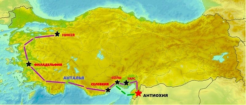 Маршрут, которым французские крестоносцы намеревались добраться по суше до Антиохии