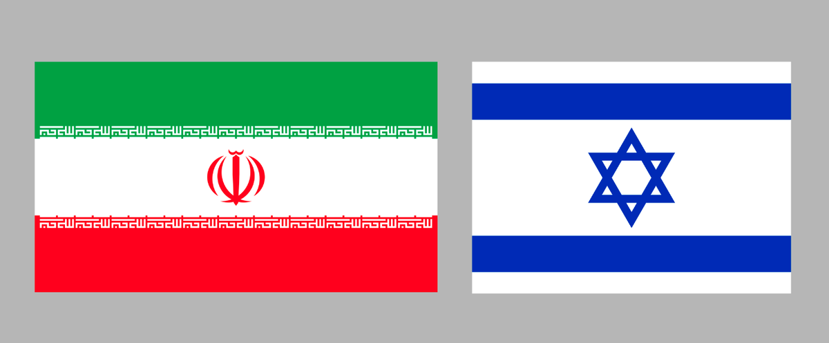 Флаг Ирана и флаг Израиля