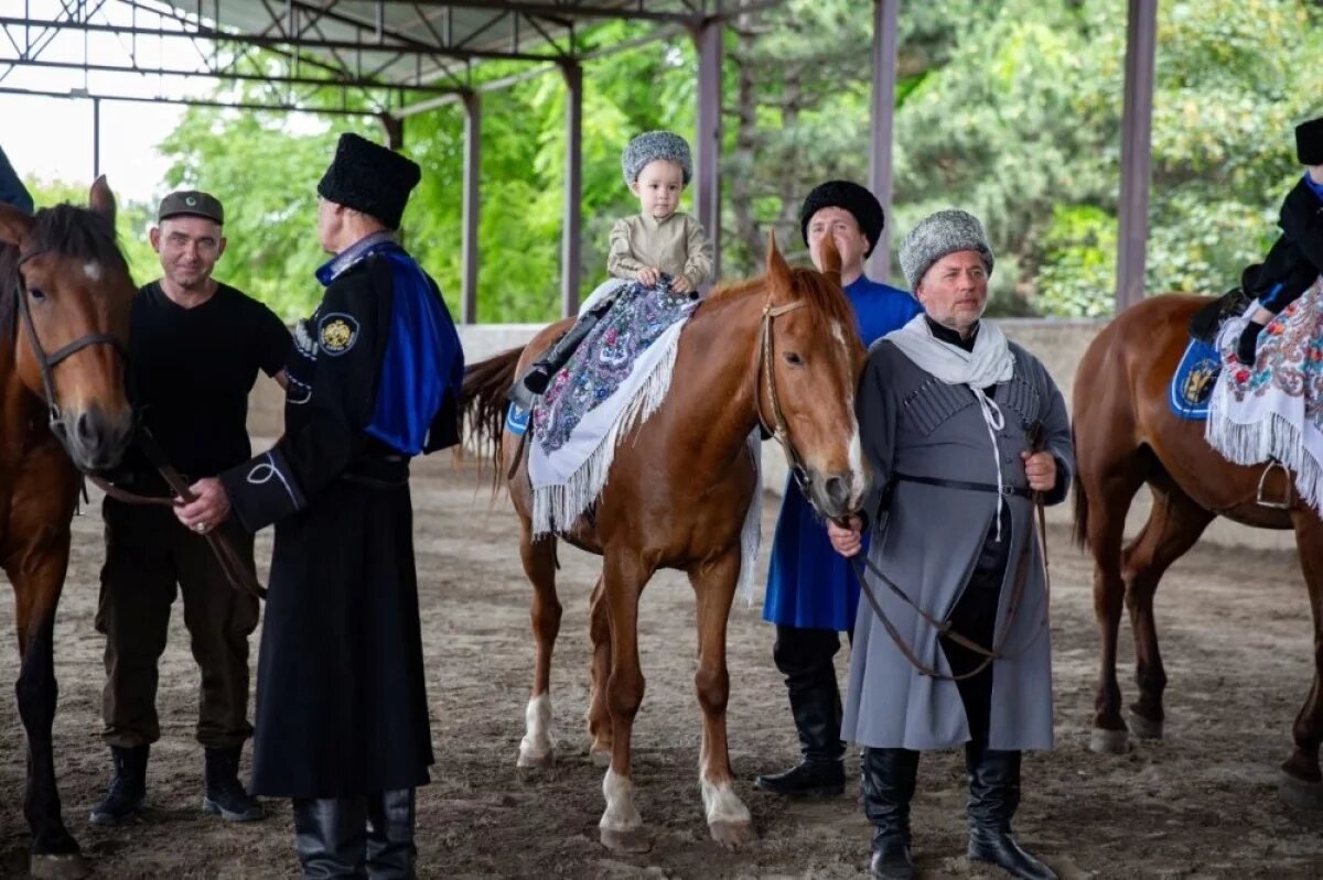    Посажение на коня - старинный казачий обряд.