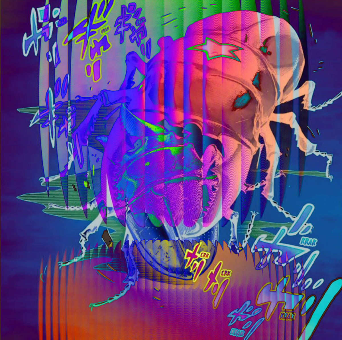 обработанный суровым дизайном кадр из манги Хирохико Араки "Джоджолион"