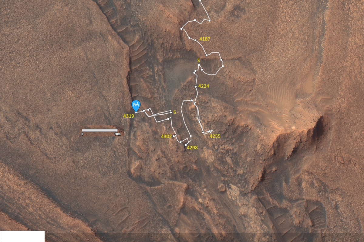 4319-00 Я перенес масштабный отрезок в 50 метров поближе к расположению ровера, для наглядности.