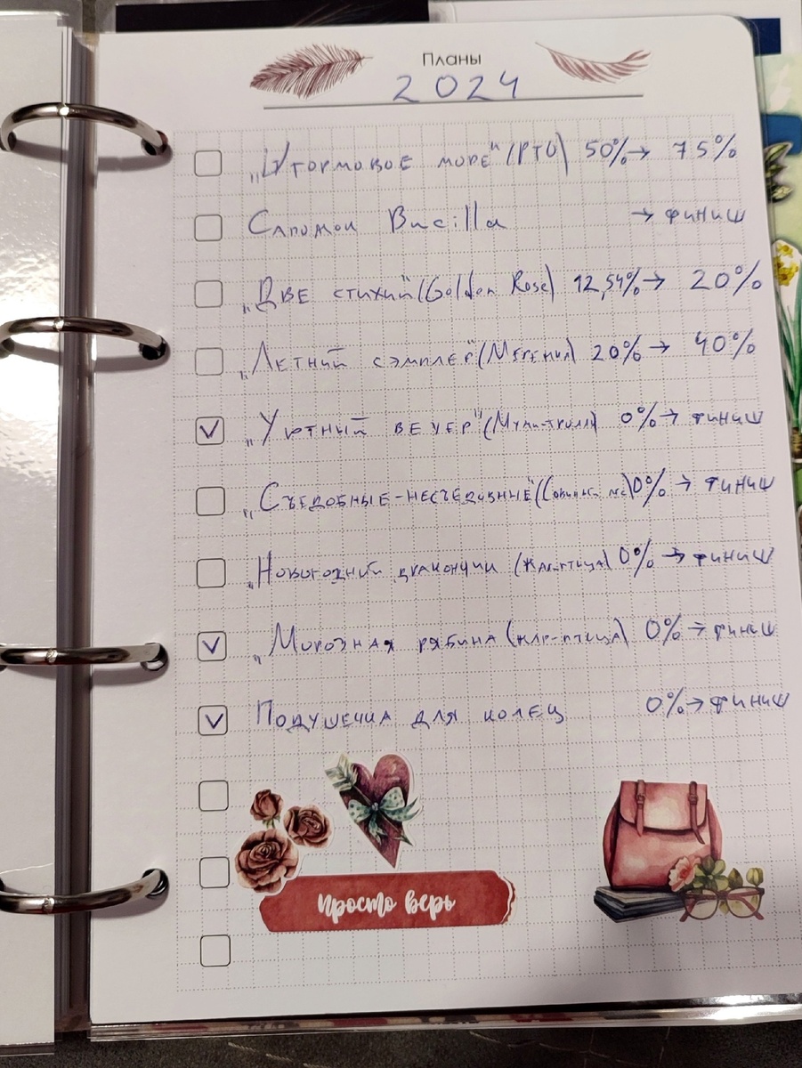 Мой дневник с вышивальными планами на 2024 год.