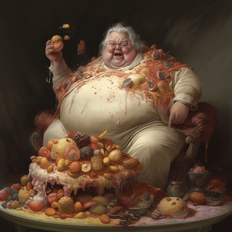 Чревоугодие - по описанию из нейросети