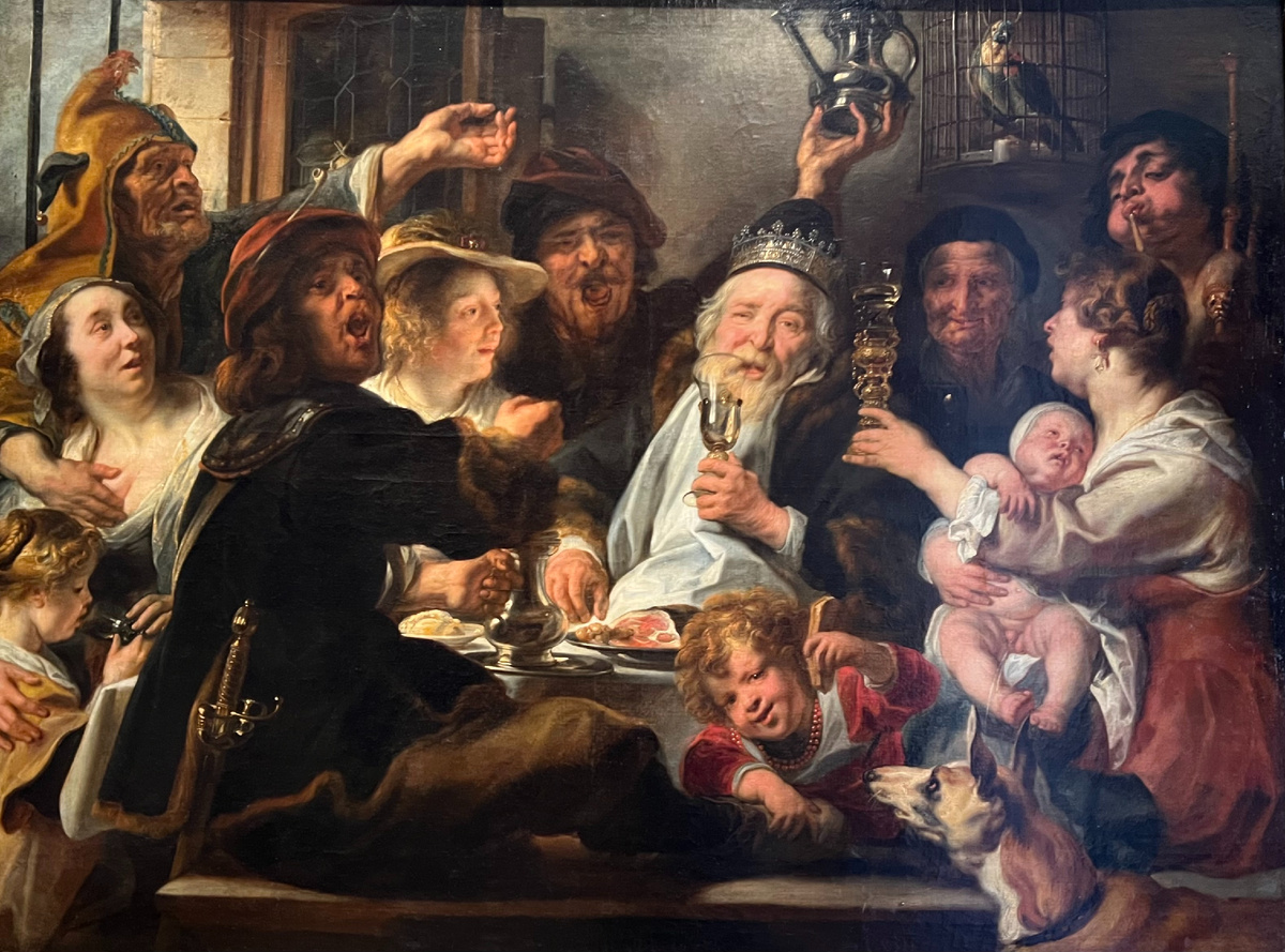 Якорб Йорданс "Бобовый король", Государственный Эрмитаж. ок. 1638 г. 