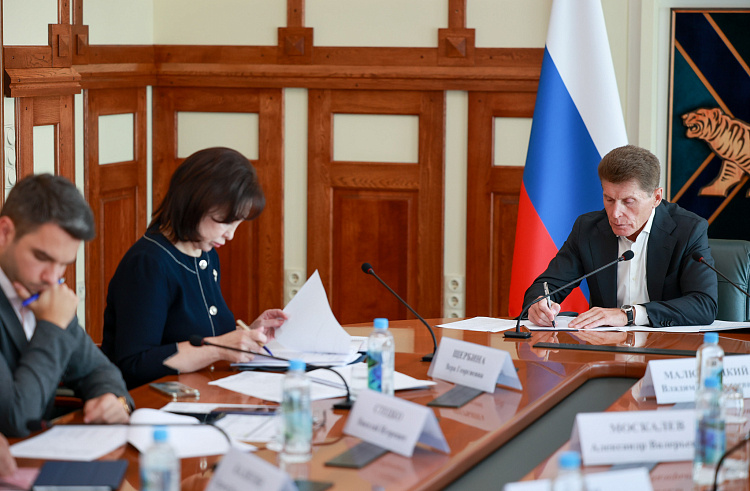 Губернатор Приморья Олег Кожемяко провёл совещание по вопросам строительства промпарка «Большой Камень» / Фото: Игорь Новиков - правительство Приморского края