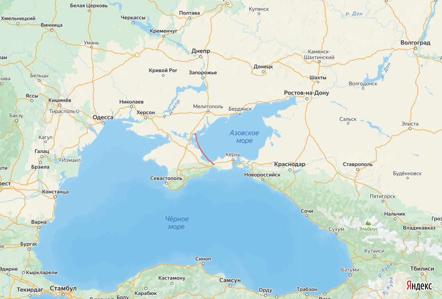 © yandex.ru/map-constructor (Дорогу из Херсонской области в Крым по Арабатской стрелке построят по современным стандартам. Она станет своеобразной альтернативой действующей трассе, соединящей Херсонскую область и восточную часть Крыма)