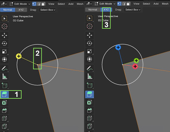 Изображение показывающее начало работы с инструментов выдавливания.