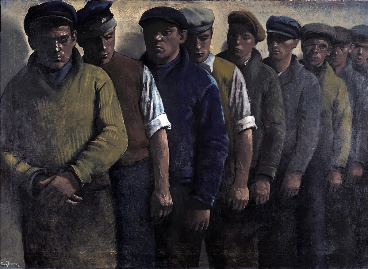Эрнст Нойшуль. «Безработные» (1931) 
Картина написана маслом на холсте.