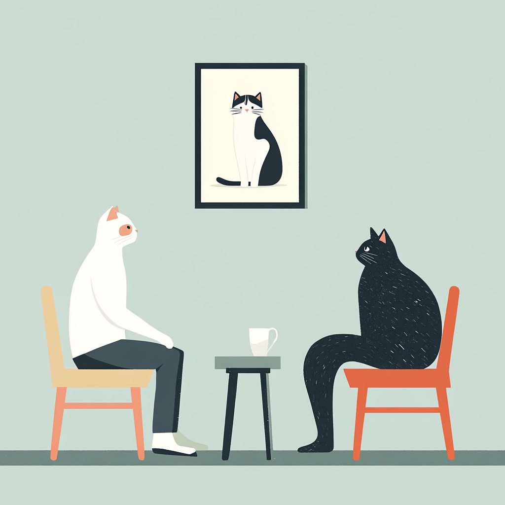 Котик на консультации у психолога-котика