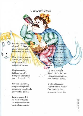 Дон Гонсалу на коне иллюстрация из книги Poemas da Mentira e da Verdade в свободном интернет доступе