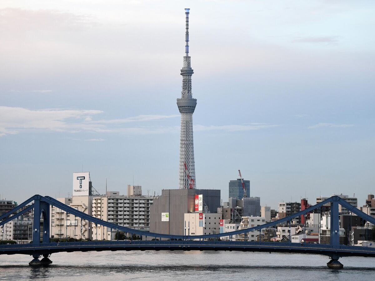    На первом плане: мост Куёси через реку Сумида. На дальнем плане в центре: Токийская телебашня. С 24 августа по 5 сентября в Токио пройдут XVI Паралимпийские летние игры. © РИА Новости / Павел Бедняков