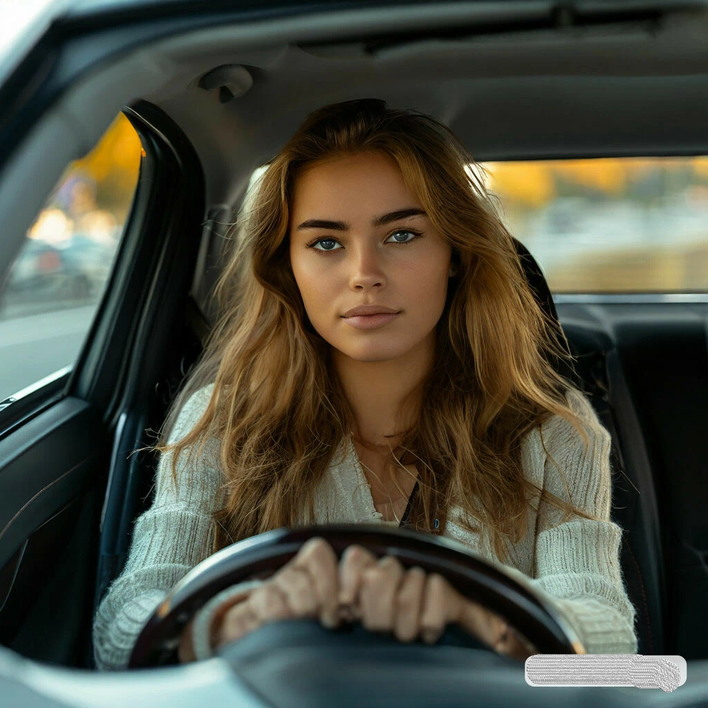 Что женщина осматривает в автомобиле после запуска двигателя