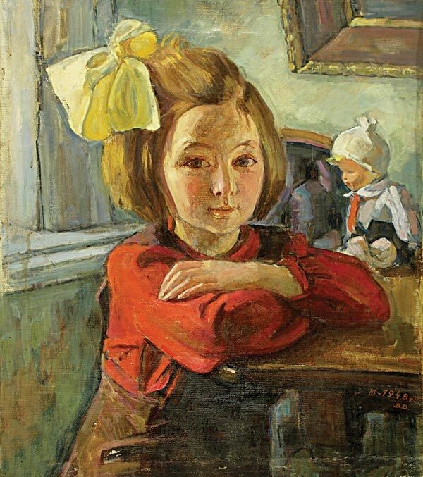 Неизвестный художник. "Девочка с бантом". 