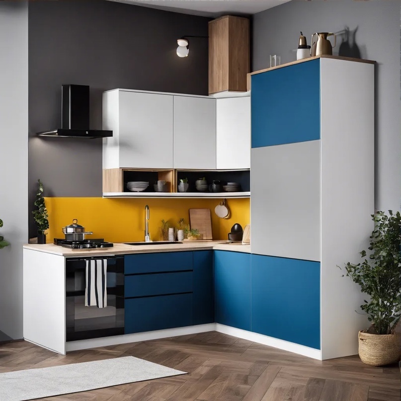 Угловой кухонный гарнитур, созданный нейросетью. Мы можем сделать и такое!