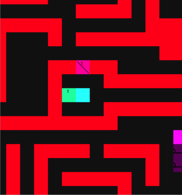 Перечёркнутый квадрат - дверь, зелёный - переключатель