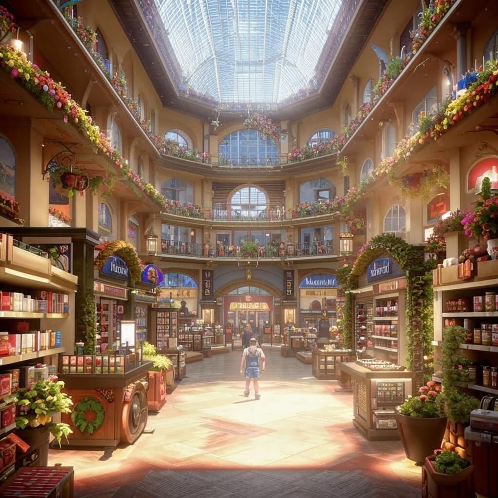 А вот так по-разному выглядит "идеальный магазин, в котором есть все" по мнению нейросети Кандинский