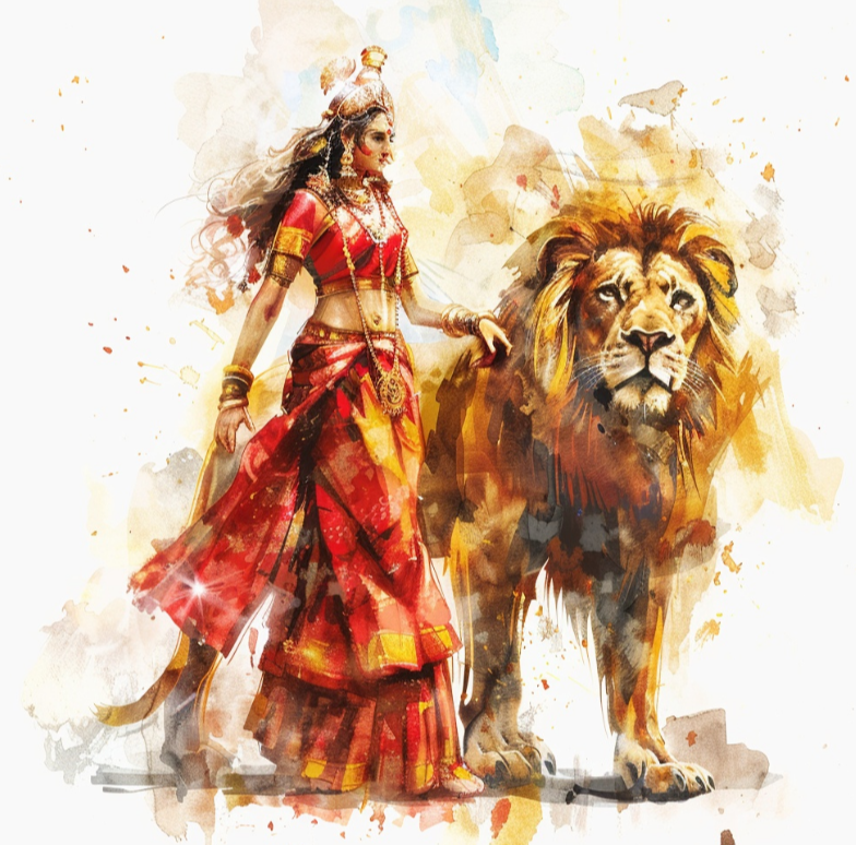 Дурга - одновременно свирепое и любящее проявление Богини.