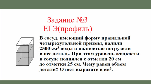 Куб. Прямоугольный параллелепипед. Задача №1. Разбор задания ЕГЭ(профиль)