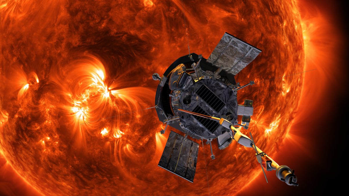 Художественное представление о космическом аппарате Parker Solar Probe, приближающемся к Солнцу. https://parkersolarprobe.jhuapl.edu