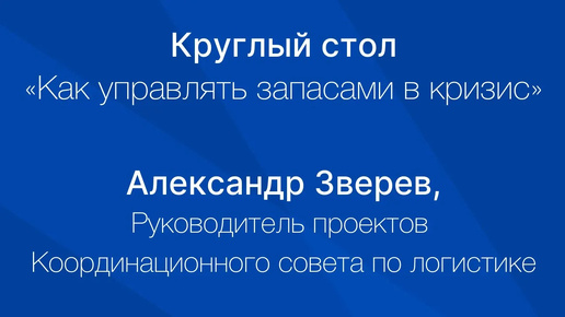 Александр Зверев. Круглый стол «Как управлять запасами в условиях кризиса»