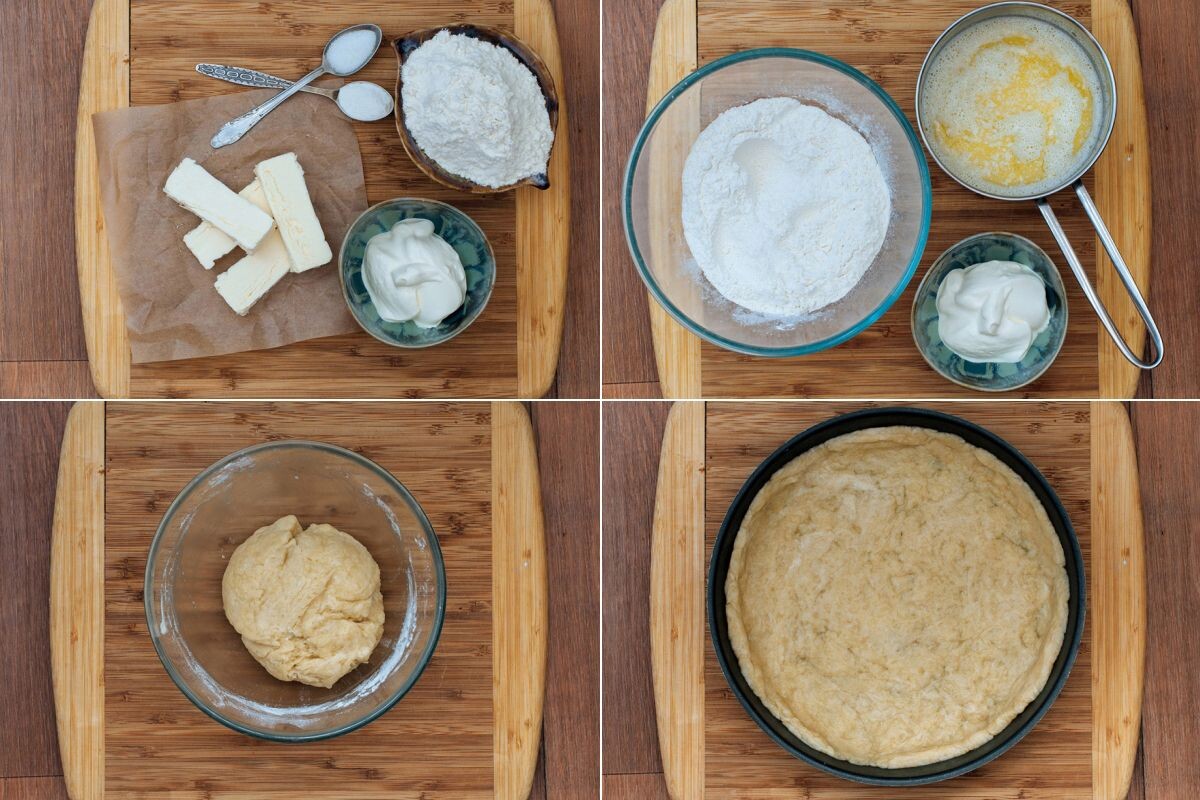 Основа пирога — песочное тесто с добавлением сметаны. Источник: Shutterstock📷
