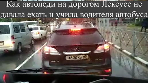 Как автоледи на дорогом Лексусе не давала ехать и учила водителя автобуса