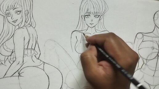 How to draw anime sitting pose 1_2 different viewpoints !!