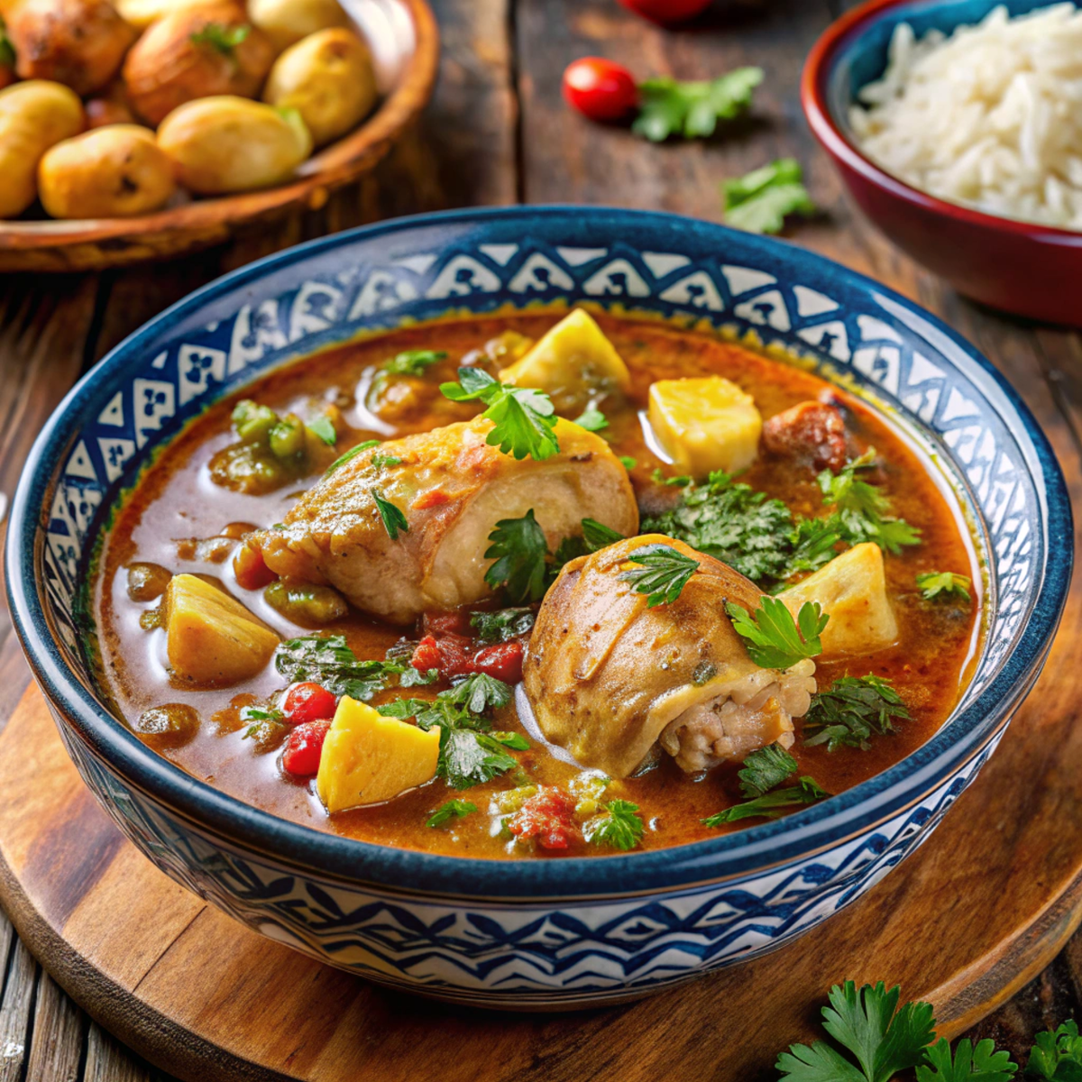 Суп Харчо с курицей, рисом и картошкой: ароматная версия грузинского супа