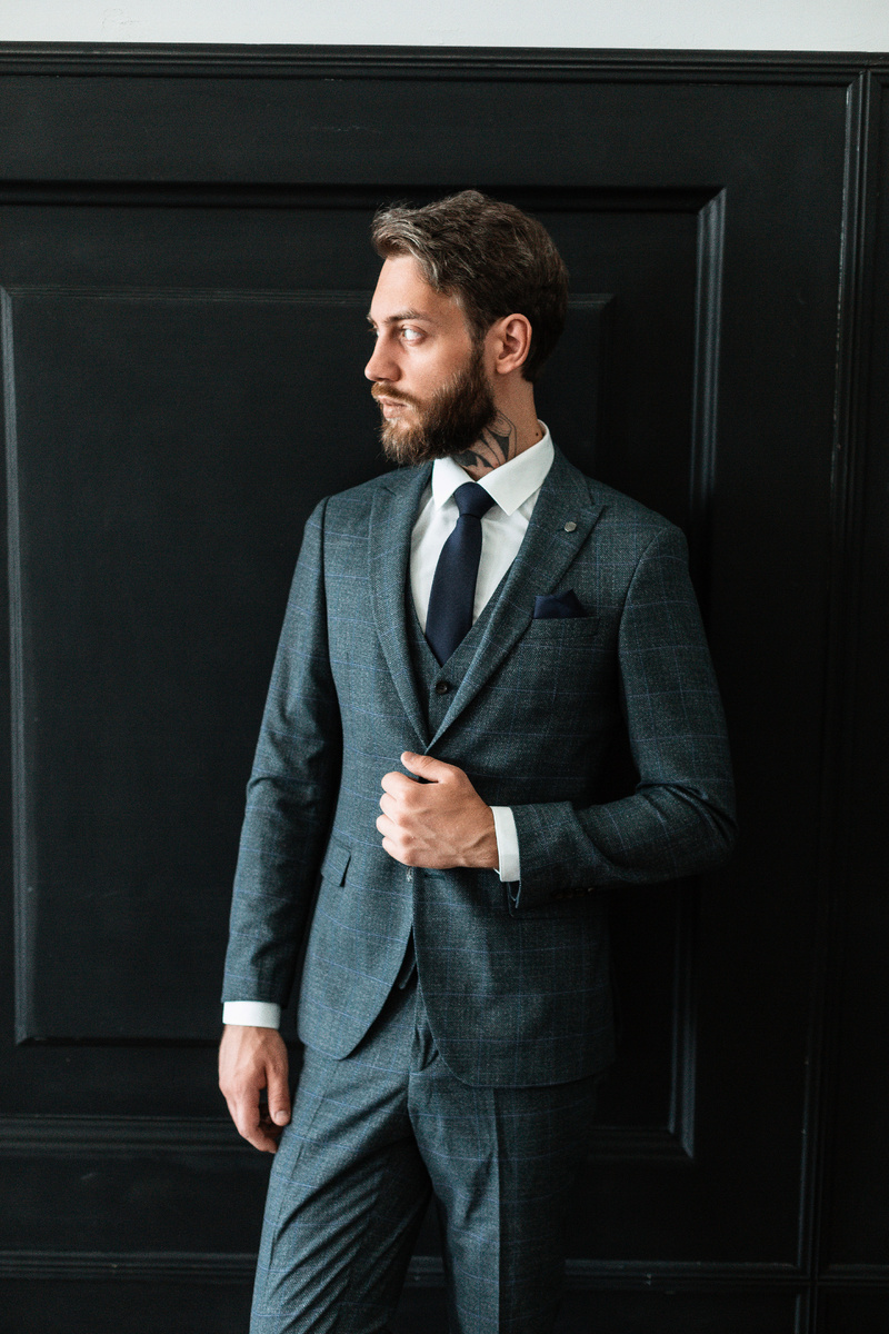 Мужской костюм 3-ка в клетку