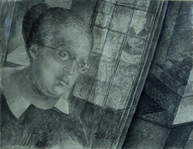 Петров-Водкин Кузьма Сергеевич «У окна» (1924, бумага, акварель).
