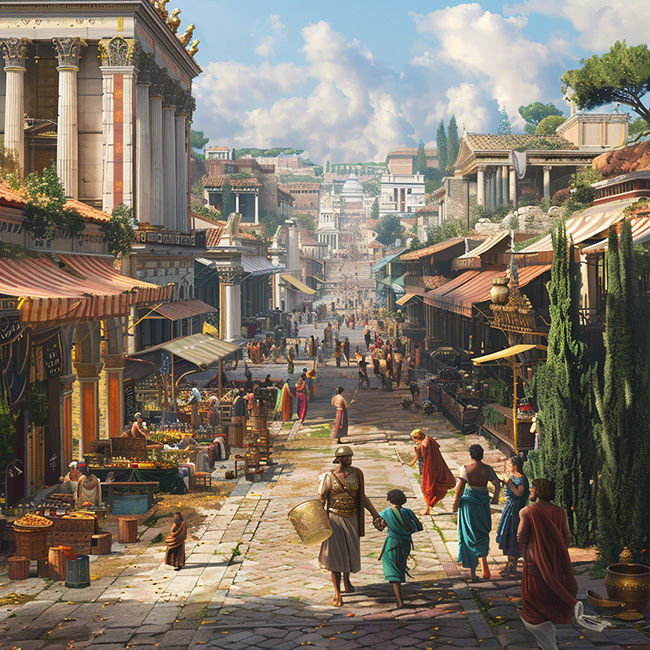 Улица города в древнем Риме.