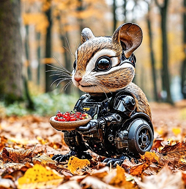 Робот бурундук собирает запасы на зиму 