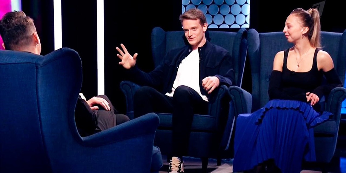 Александра Бойкова и Дмитрий Козловский в эфире у Транькова на "Первом канале". Фото: стоп-кадр прямого эфира "Первого канала".