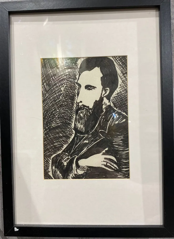 Картина в раме. Миляева Нина "Третьяков", графика, 20x30 3500