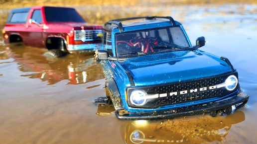 Traxxas TRX-4M против FMS FCX24 и FCX18 RC Безумие в Грязи и Воде! 💦