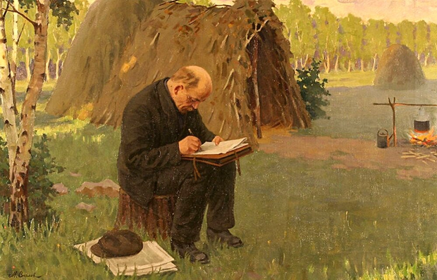 Основоположник работы в удаленной формате. Картина "Ленин в Разливе2