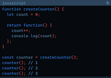 Пример работы javascript замыкания