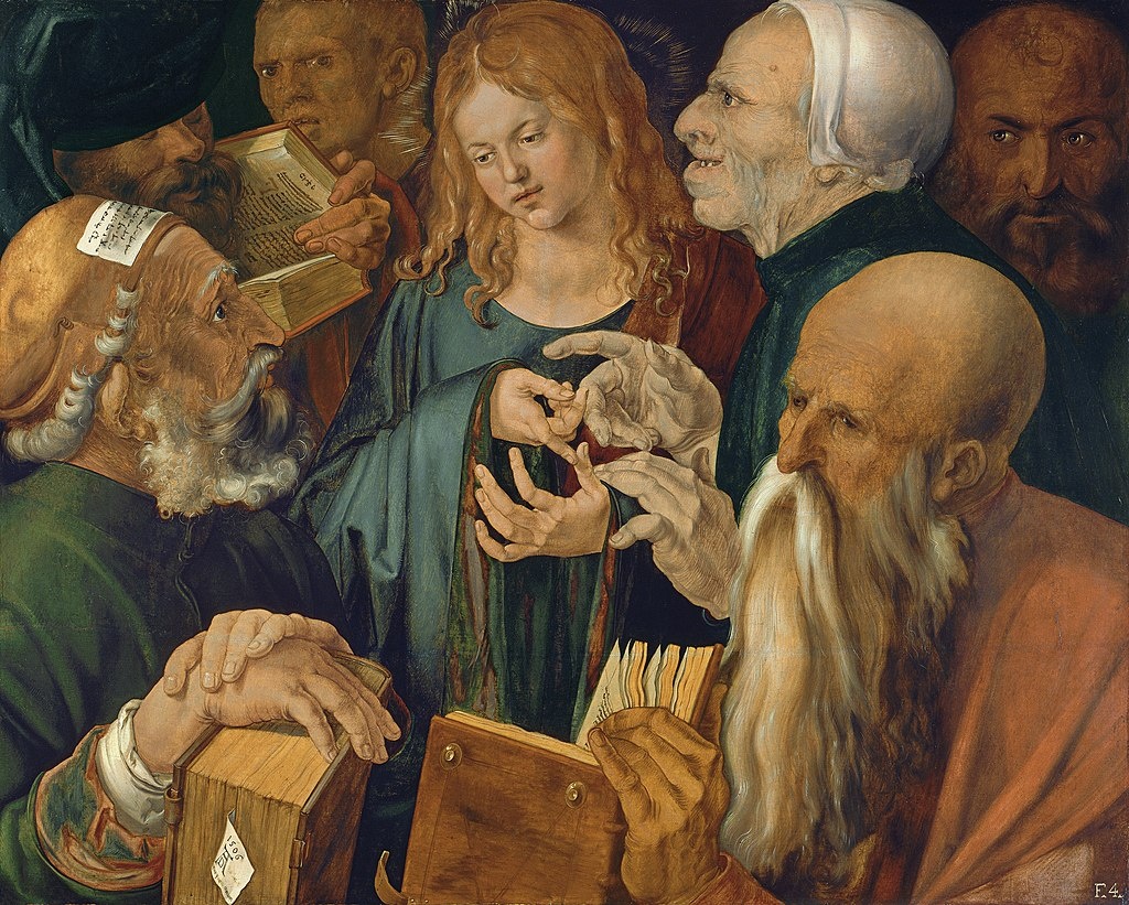 Альбрехт Дюрер «Христос среди учителей» (1506) Тополёвая доска, масло. 65×80 см
Музей Тиссена-Борнемисы, Мадрид