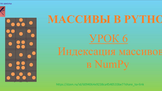 Массивы в Python. Урок 6. Индексация массивов в NumPy.