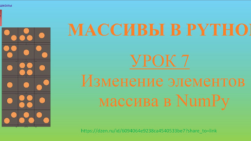 Массивы в Python. Урок 7. Изменение элементов массива в NumPy.