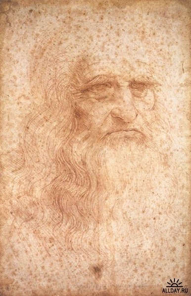Автопортрет Леонардо да Винчи. 1510-13г. Библиотека. Турин. Подлинным считается только он.