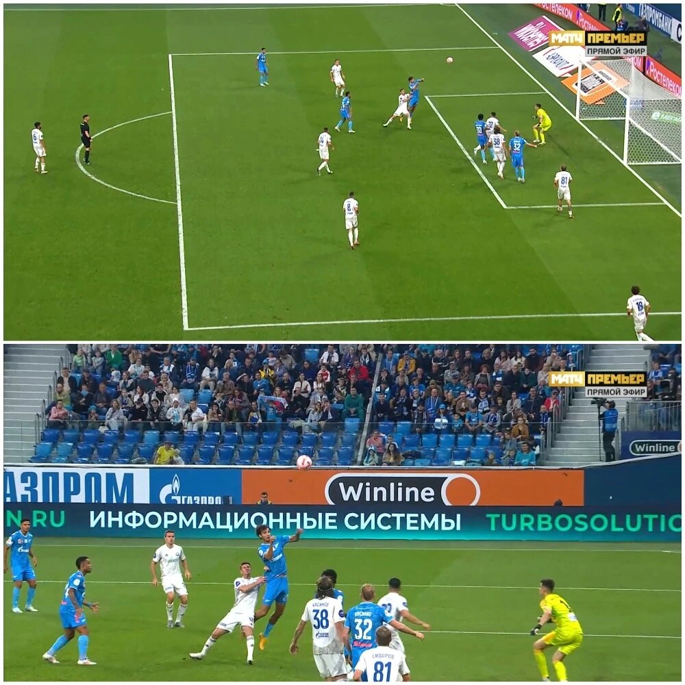 Толчок в спину Александра Ерохина, после которого арбитр назначил пенальти в ворота "Оренбурга"