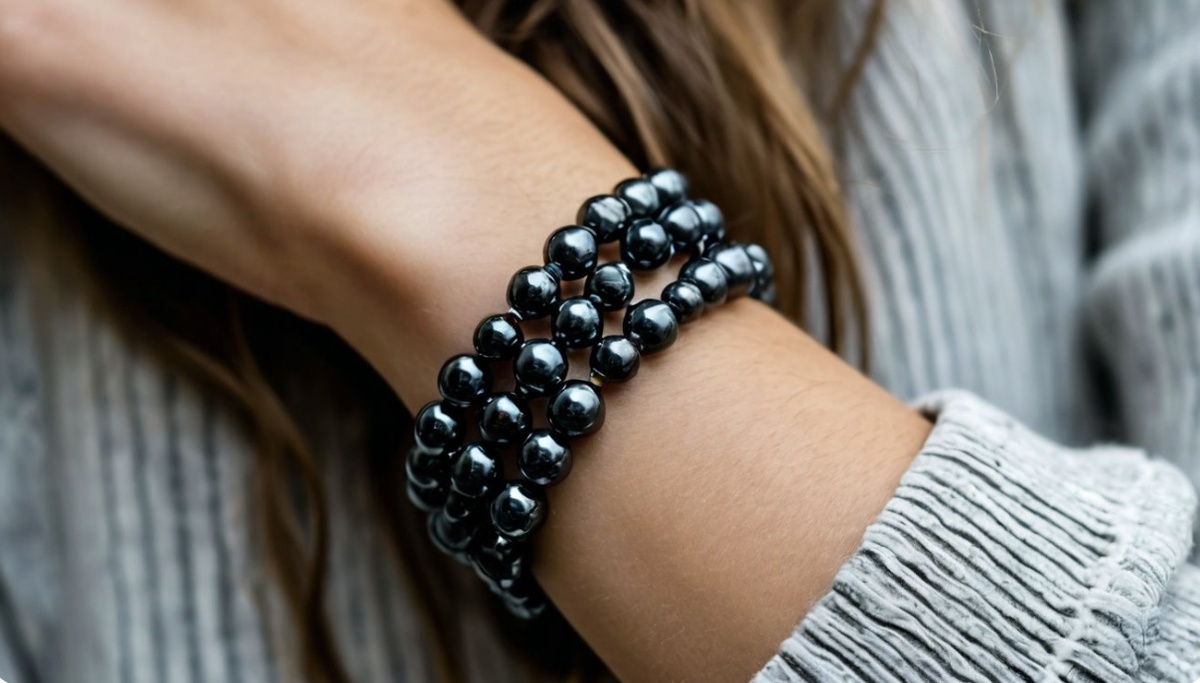 Магнитный гематитовый лечебный браслет 