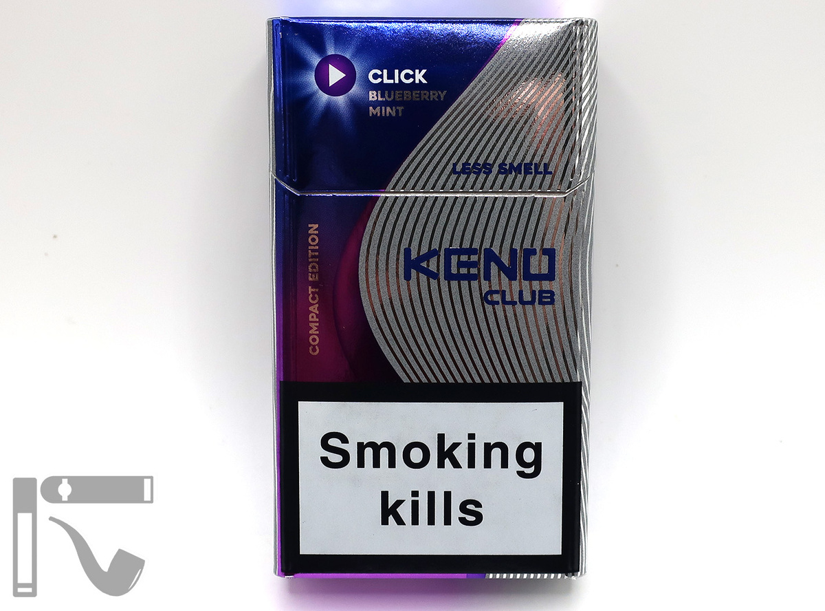 Сигареты Keno Club Click Blueberry Mint. Фото: © канал "Уголок Курильщика"
